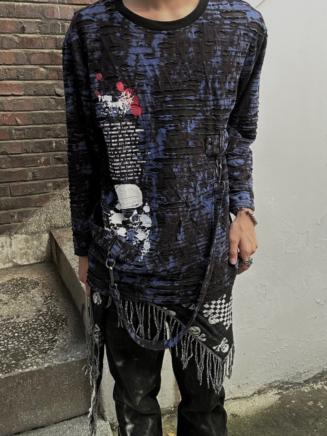 *rare* 펑크 punkrave 스컬 본디지 디테일 롱슬리브 상품이미지1