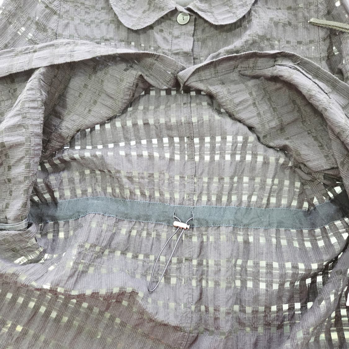 [GIVY] 기비 네이비 시스루 체크 롱셔츠 여성 66 상품이미지5