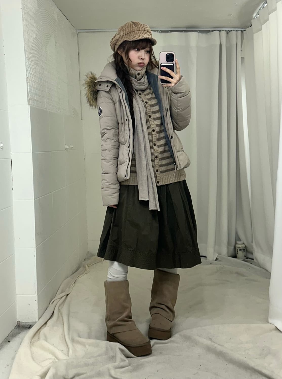 아베크롬비 울프죠 패딩 모리걸 카키 코디세트 상품이미지1