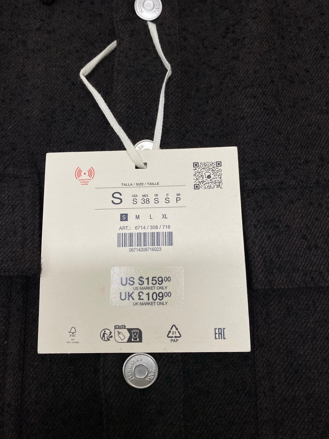 자라 nanushka 울 블렌드 브라운 셔츠 자켓 나누시카 상품이미지5