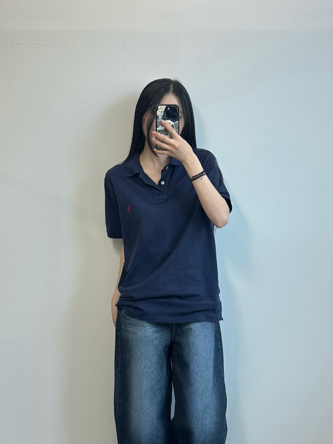 폴로 랄프로렌 자수로고 네이비 피케 반팔 카라 티셔츠 상품이미지1