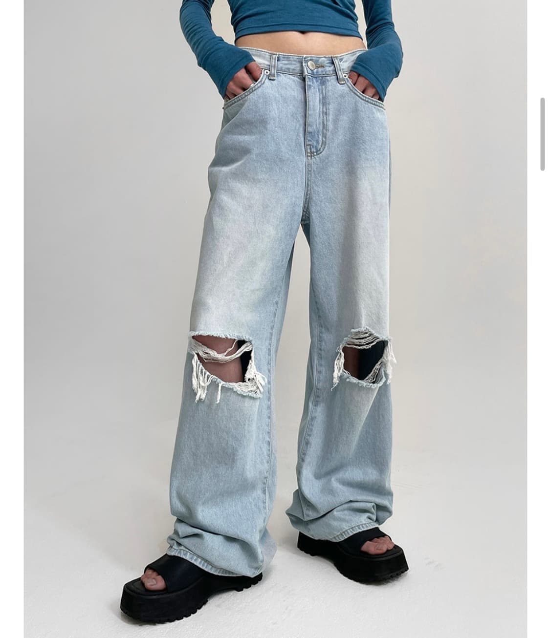 [빠른배송] 블랙업 썸머 데미지 데님팬츠 상품이미지1