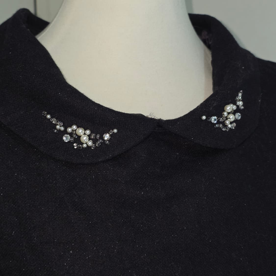 일본빈티지) 고딕로리타st 블랙 모직 로맨틱 모리걸 카라 글리터 원피스 상품이미지2