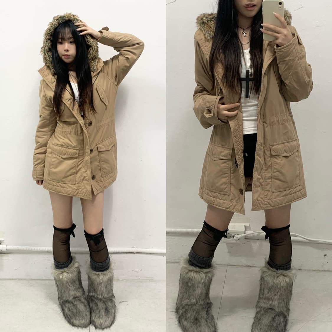 [CROCODILE] 크로커다일 울프죠 베이지 야상 자켓 상품이미지1