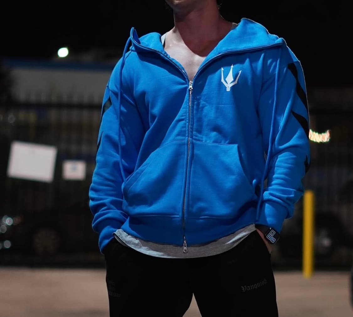 (XL) FIED 백로고 썬더 후드집업 블루 상품이미지2