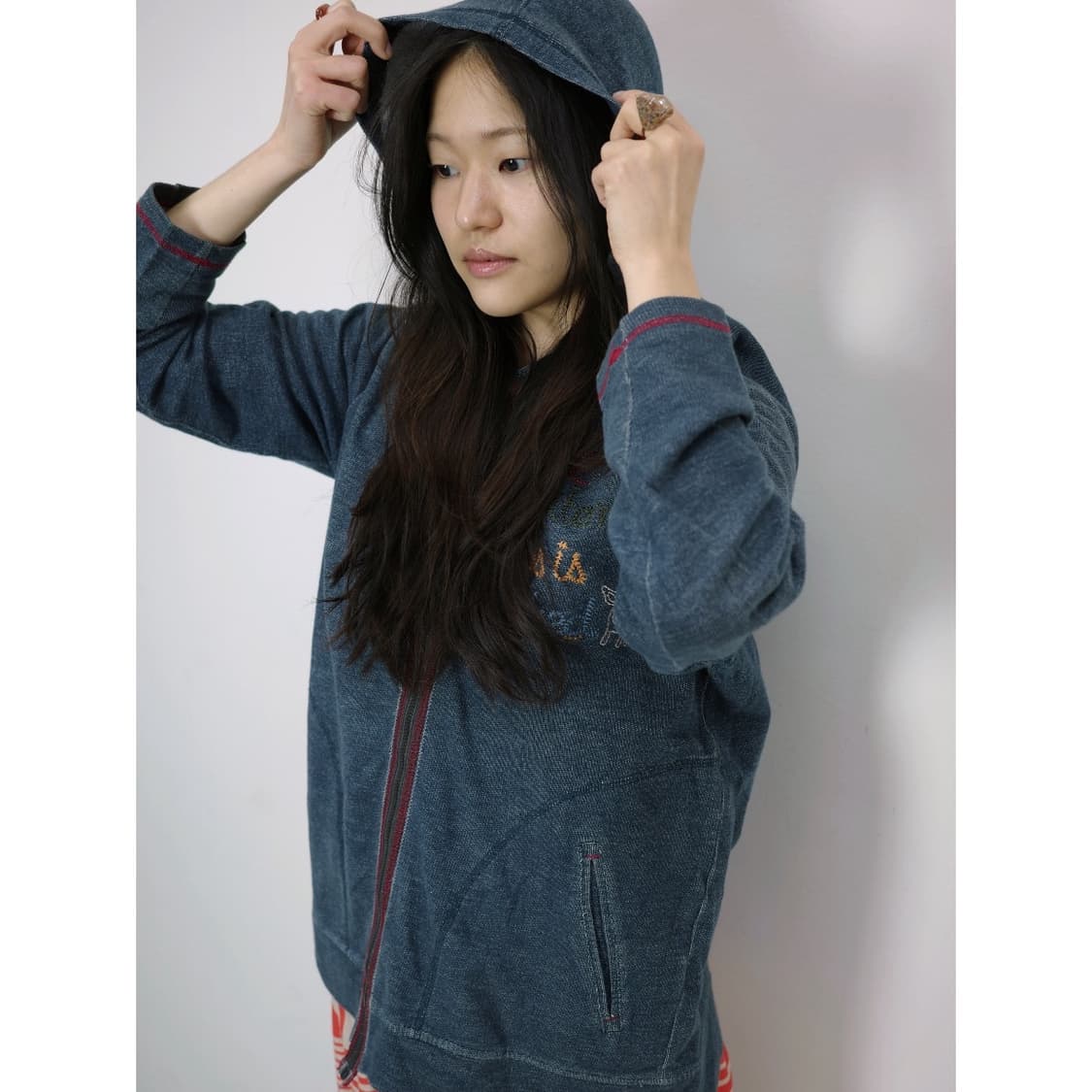 빈티지 네이비 후드집업 상품이미지2