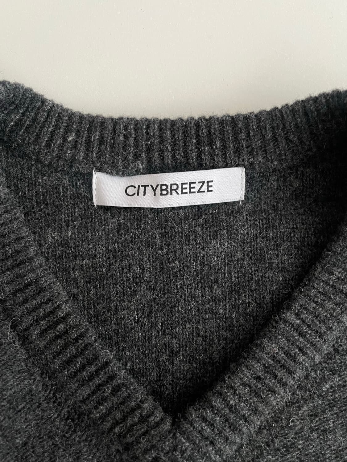 M) 시티브리즈 에센셜 울 브이넥 니트 차콜 상품이미지4
