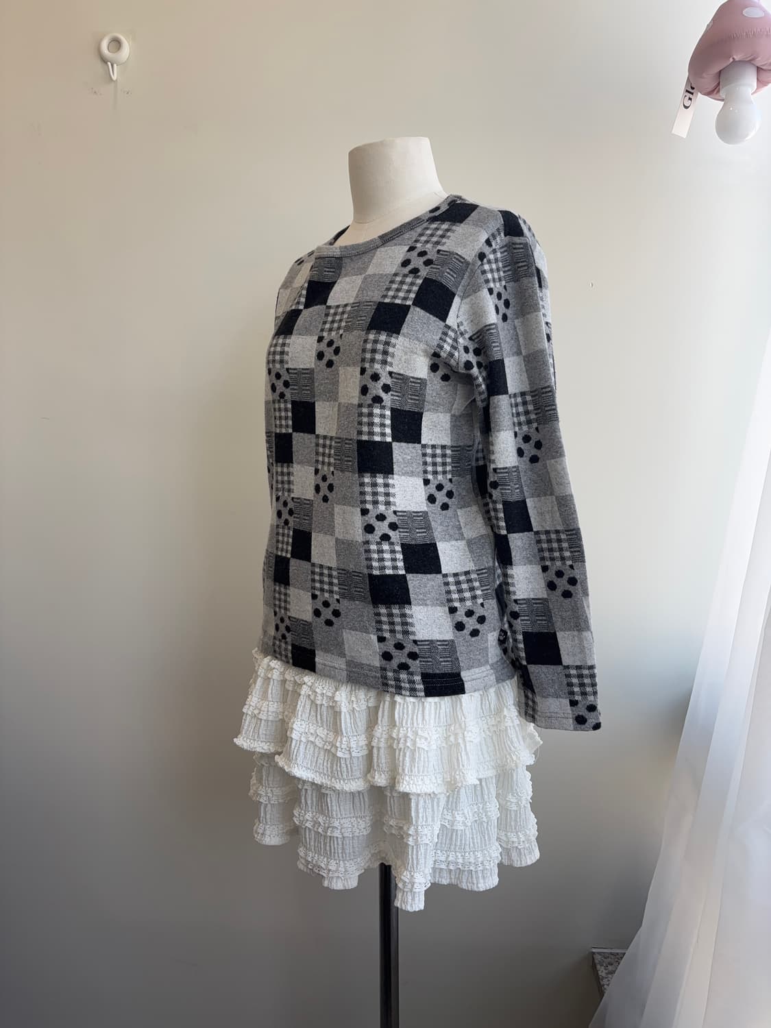 재패니즈 스퀘어 패턴 믹스 긴팔 티 상품이미지6