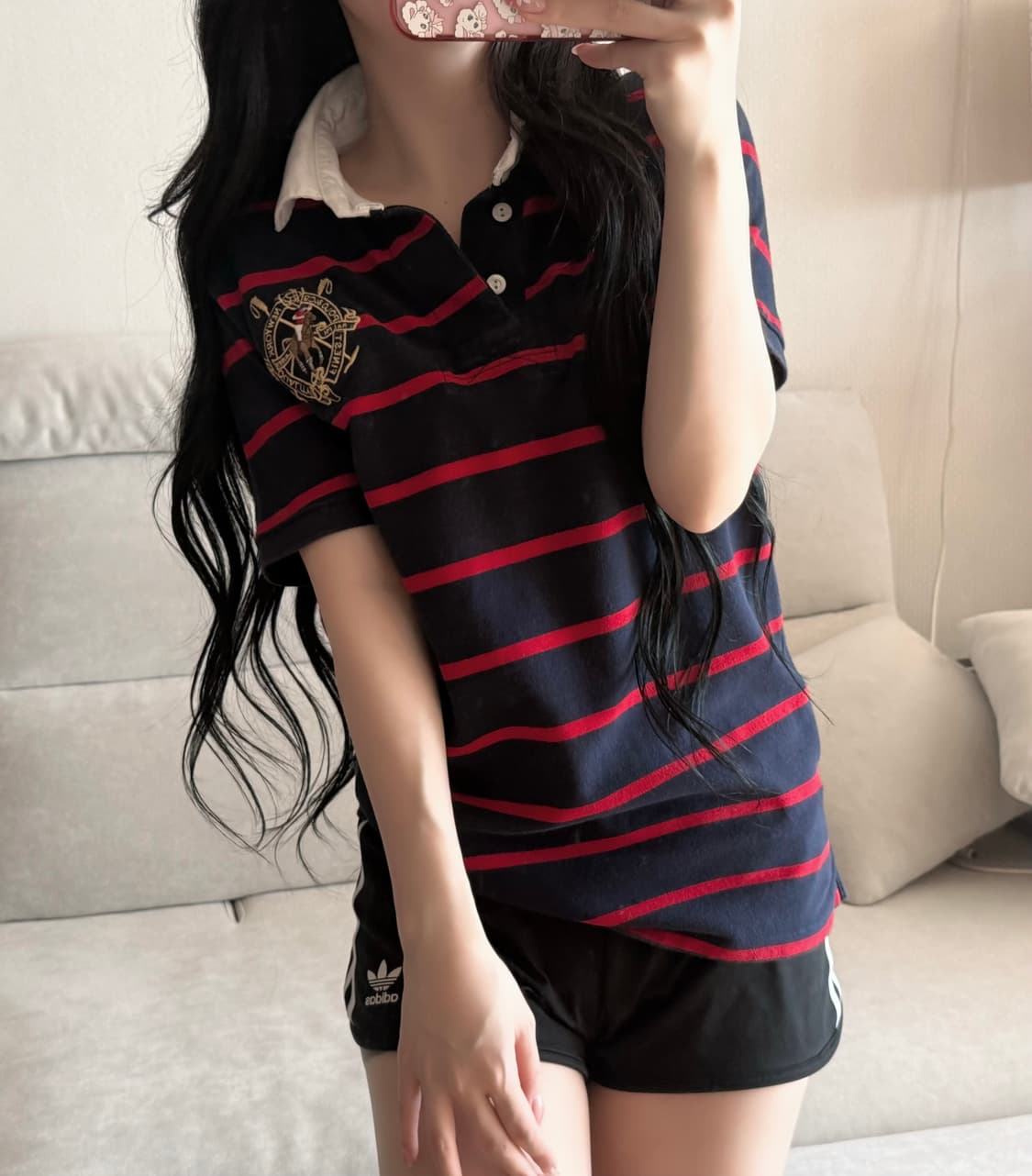 폴로 랄프로렌 빅포니 스트라이프 치프키프 디자인 네이비 레드 반팔 상품이미지1