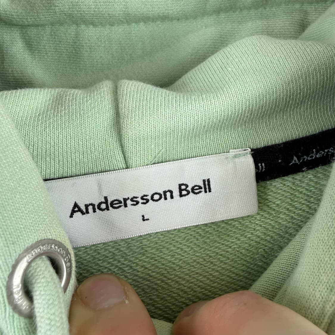 (L) 앤더슨벨 헤비웨이트 스펠아웃 후드 티 민트그린 상품이미지3