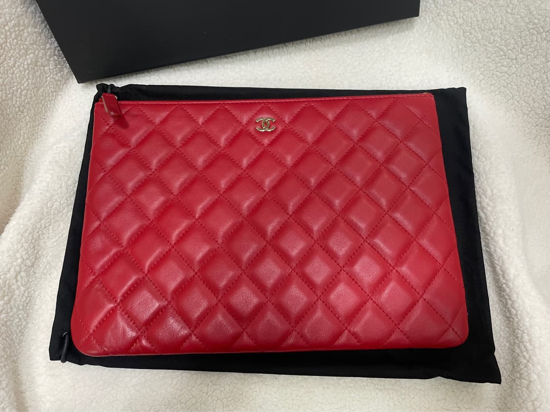 샤넬 램스킨 핫핑크 금장 미듐 클러치 상품이미지4