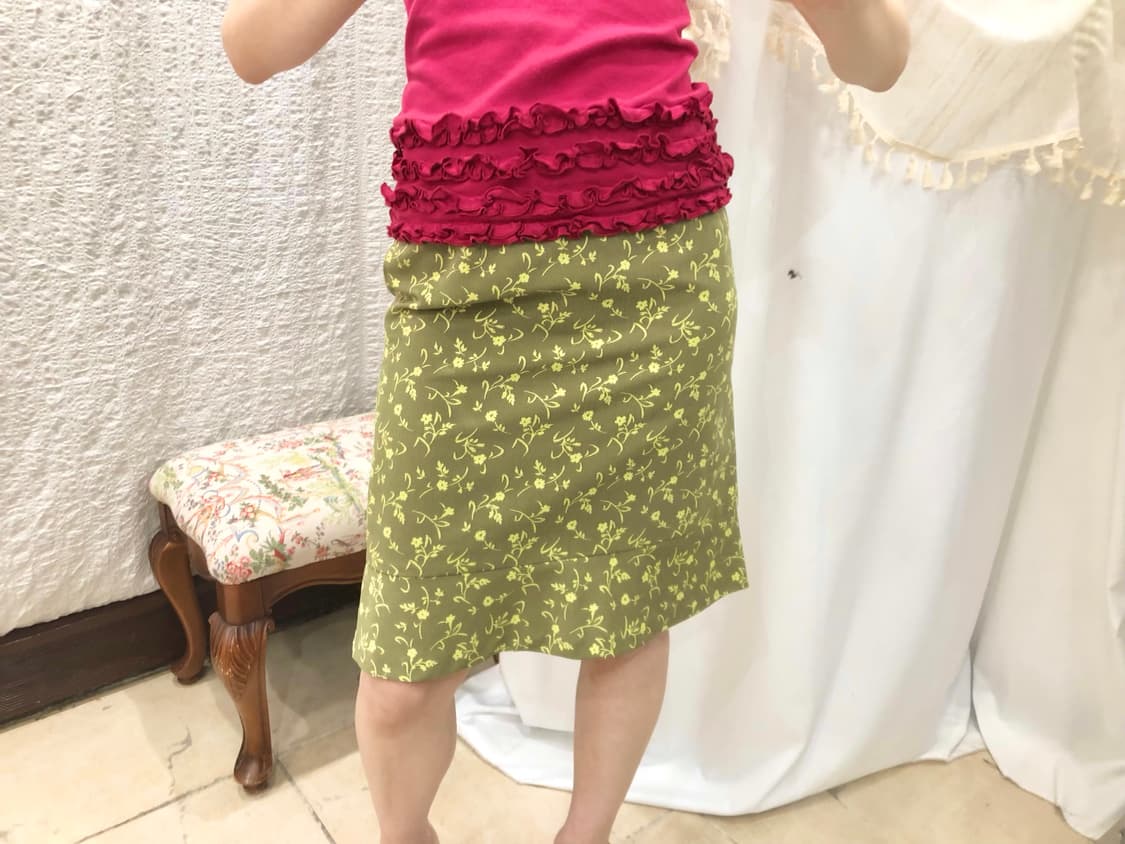 Green floral midi skirt 상품이미지4