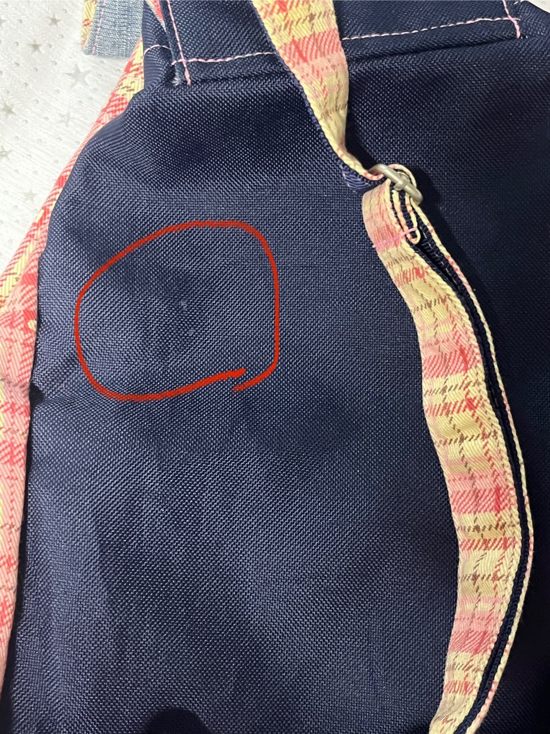 빈티지 헤이세이 데님 체크무늬 토끼자수 배낭 상품이미지4