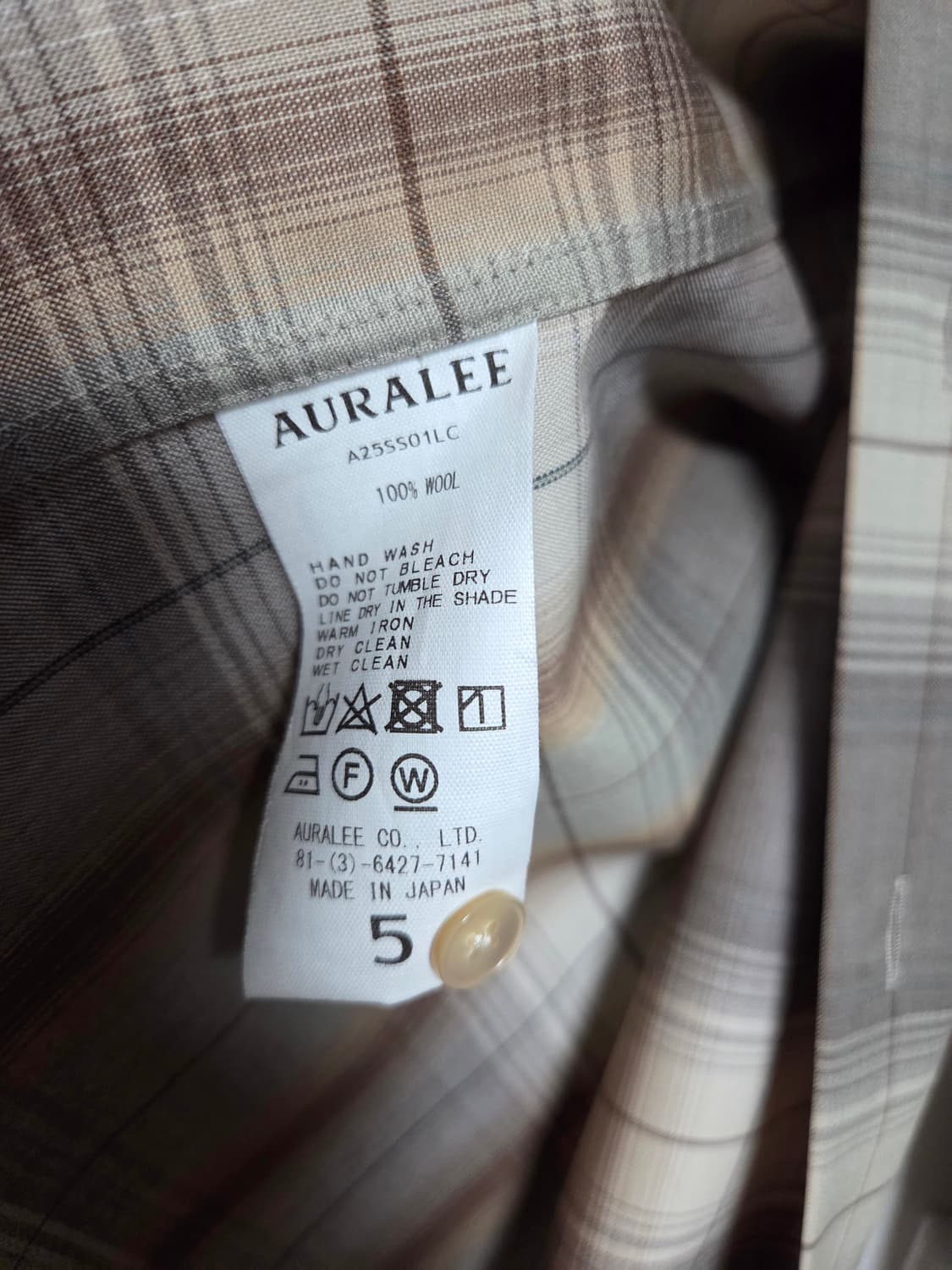 사이즈 5) 오라리 슈퍼 라이트 울 체크 셔츠 25ss 그레이 브라운 상품이미지4