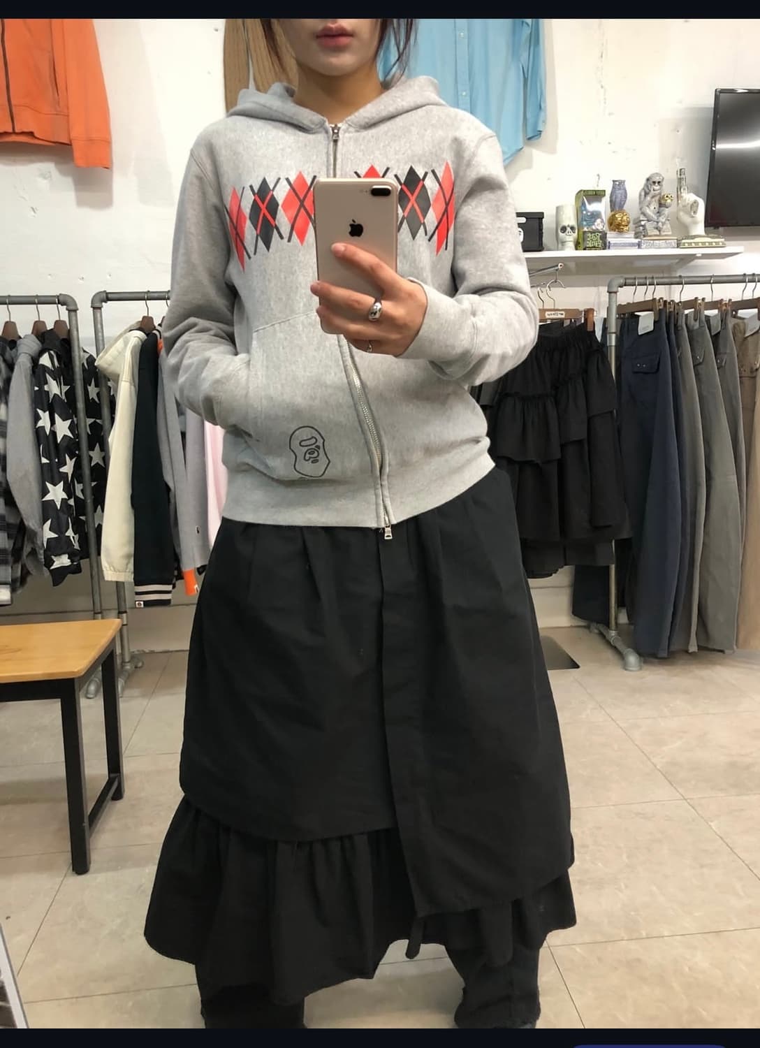 베이프 아가일 패턴 후드집업 상품이미지2