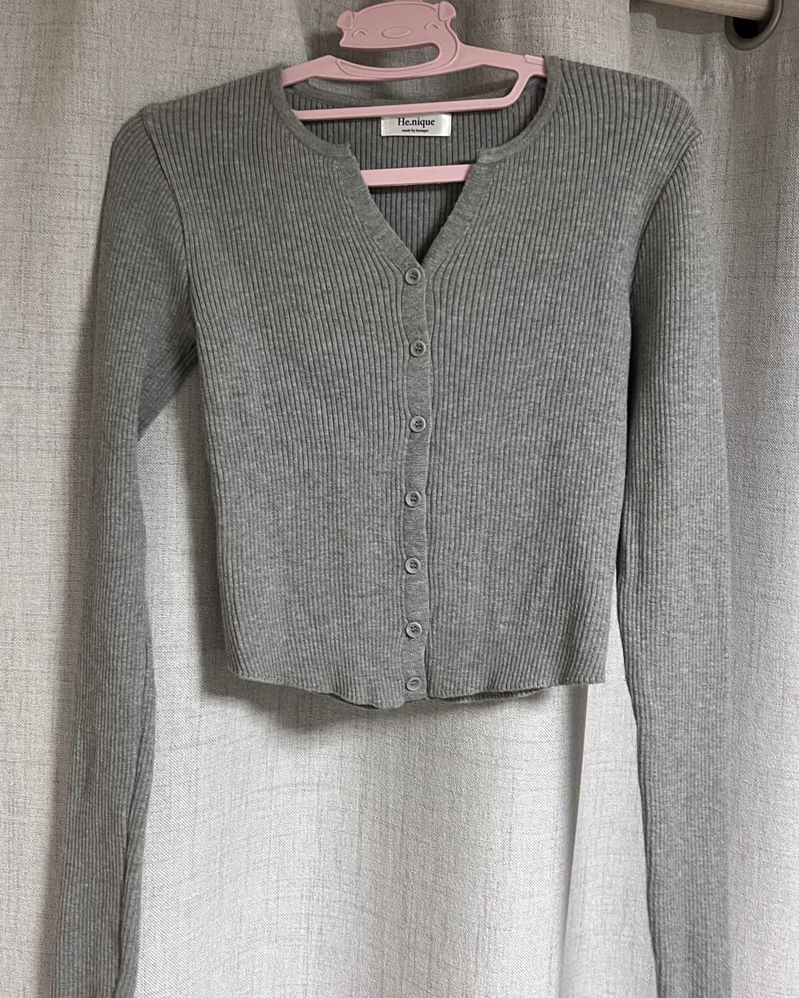 히니크 브이넥골지가디건 그레이 상품이미지5