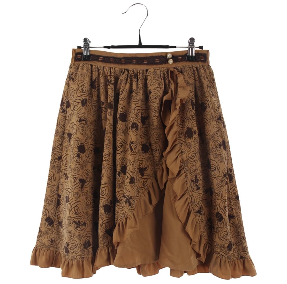 Vintage Brown Floral Ruffle Skirt 상품이미지1