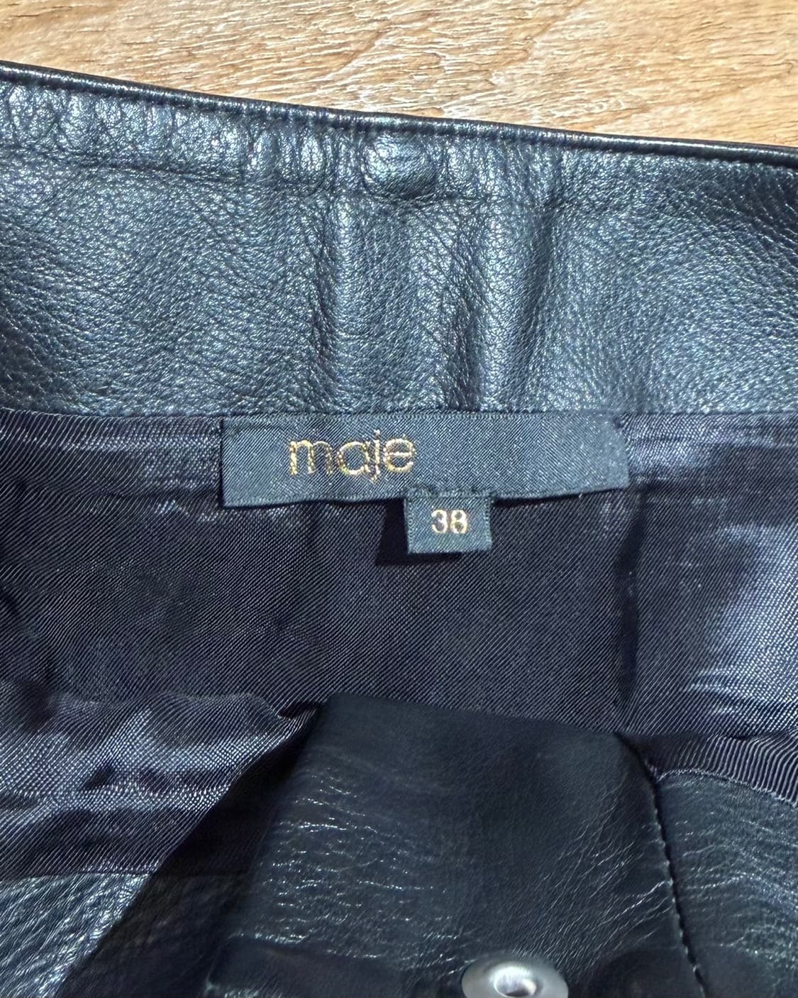 마쥬 블랙 램스킨 레더 아일렛 하트 미니 스커트 상품이미지7