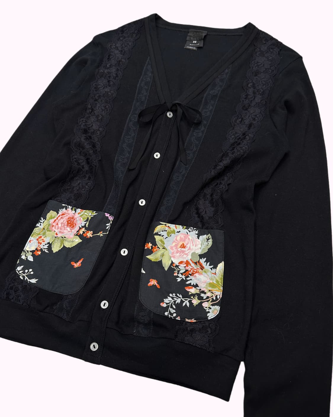 lace ribbon flower poacket cardigan 상품이미지3