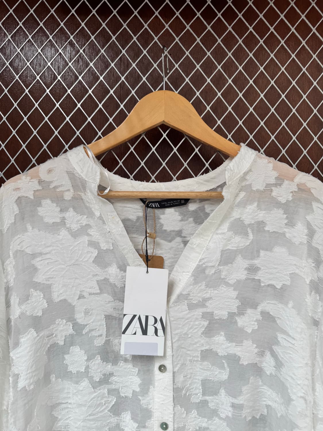 zara 자라 브이넥 자수 셔츠 블라우스 화이트 새상품 XL 상품이미지7