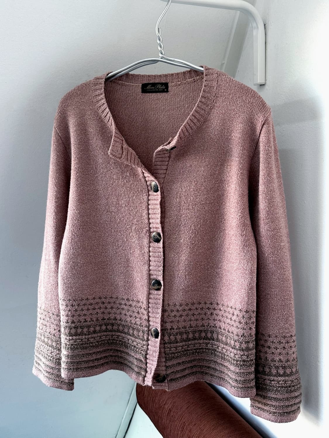 Pattern knitted alpaca crew neck jacket 상품이미지1