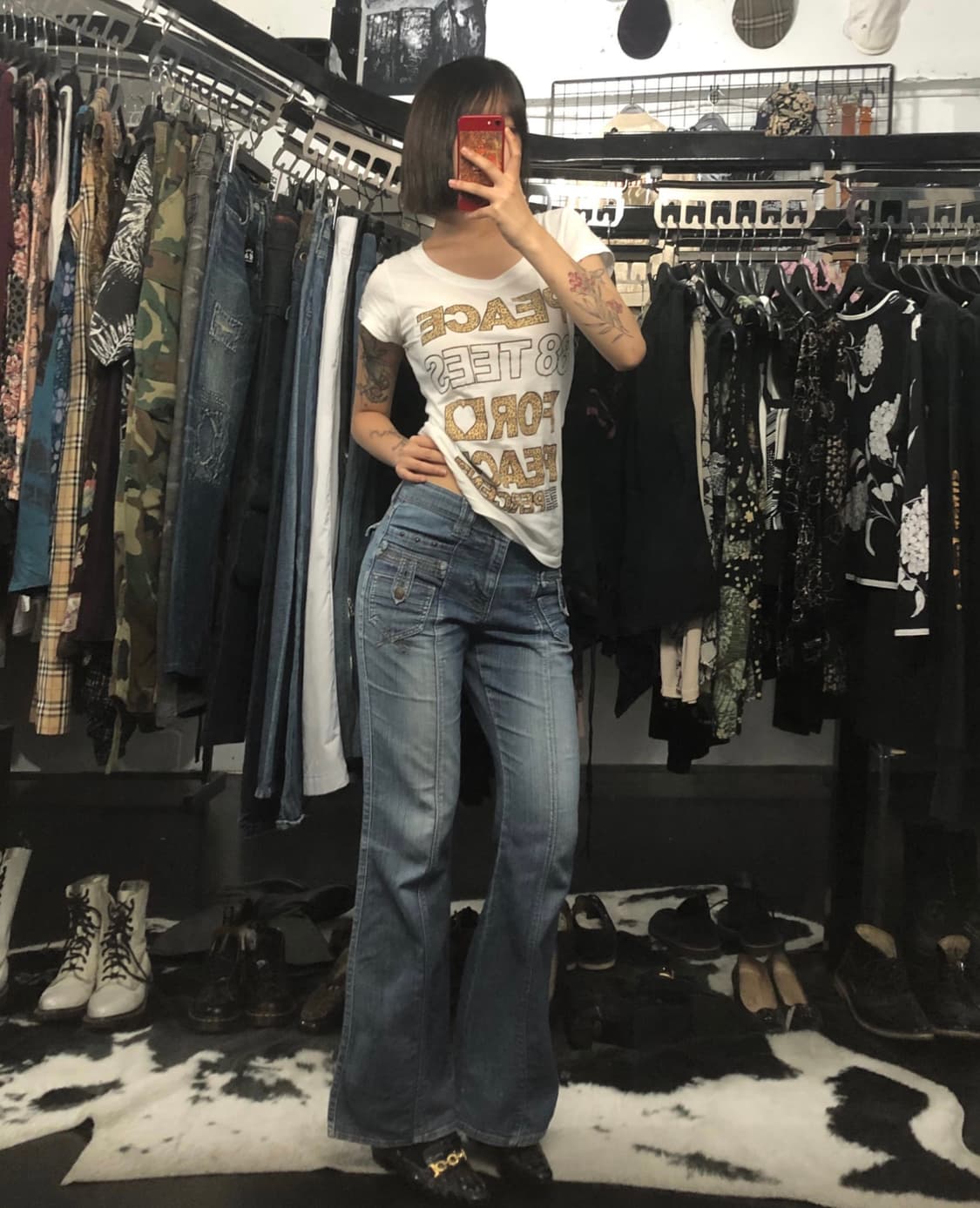 스터드 포인트 워싱 부츠컷 상품이미지1