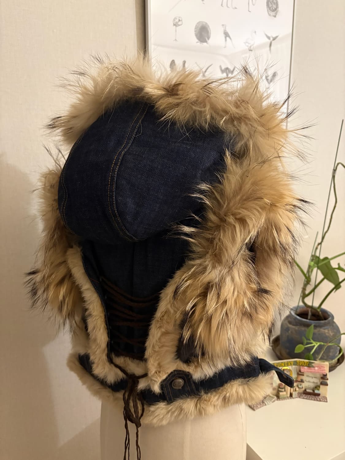 Fur trimmed denim vest 상품이미지6