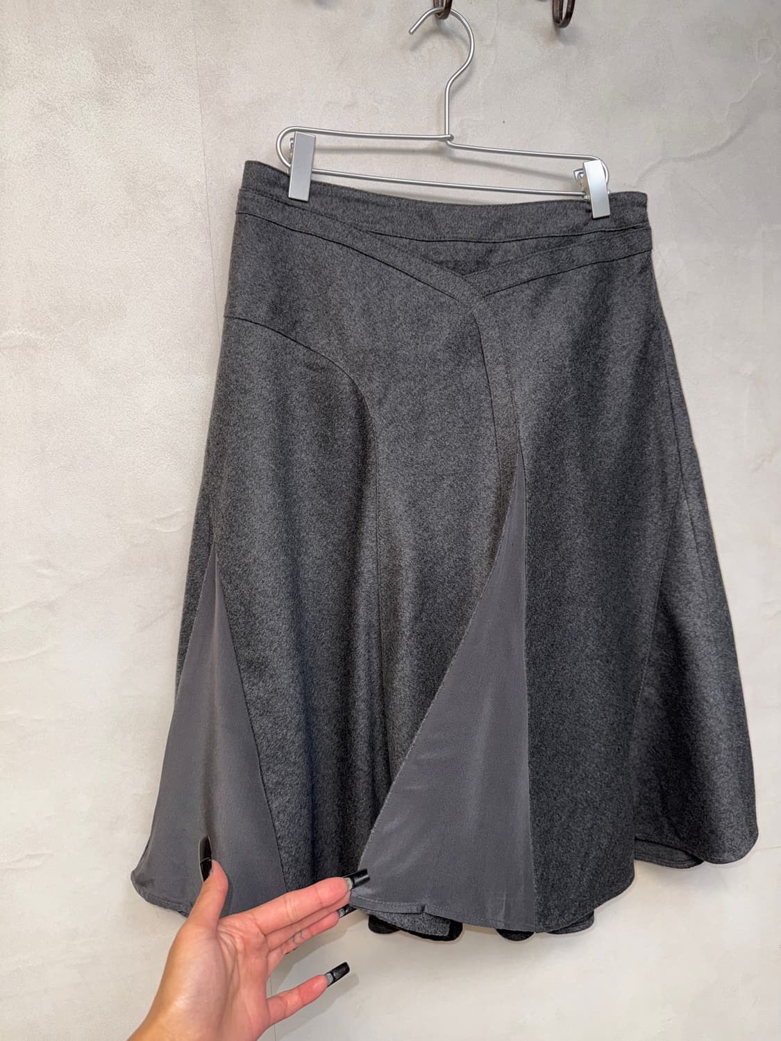SYSTEM charcoal wool chiffon pleats sk 상품이미지2