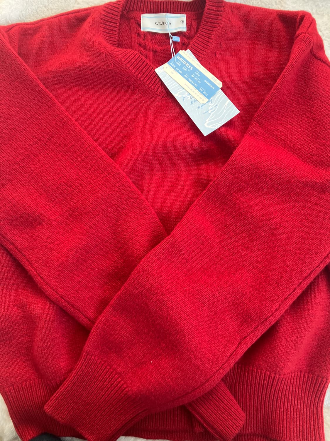 웨이비니스 레드 브이넥 니트 상품이미지3