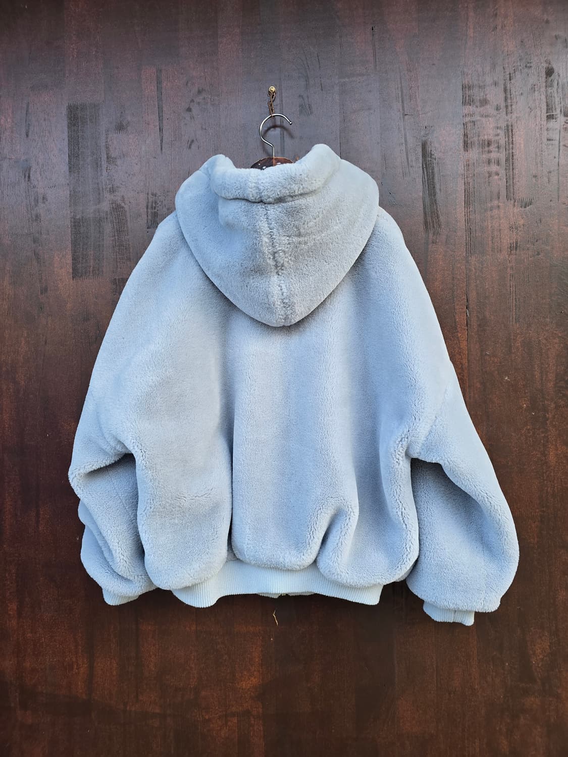 여성 퍼 후드집업 하늘색 오버핏 Free 상품이미지2