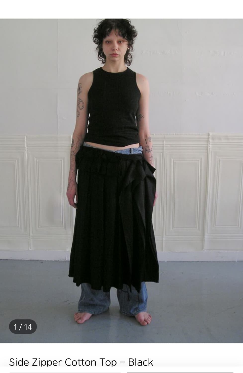 에옹쓰 Side Zipper Cotton Top Black 상품이미지1