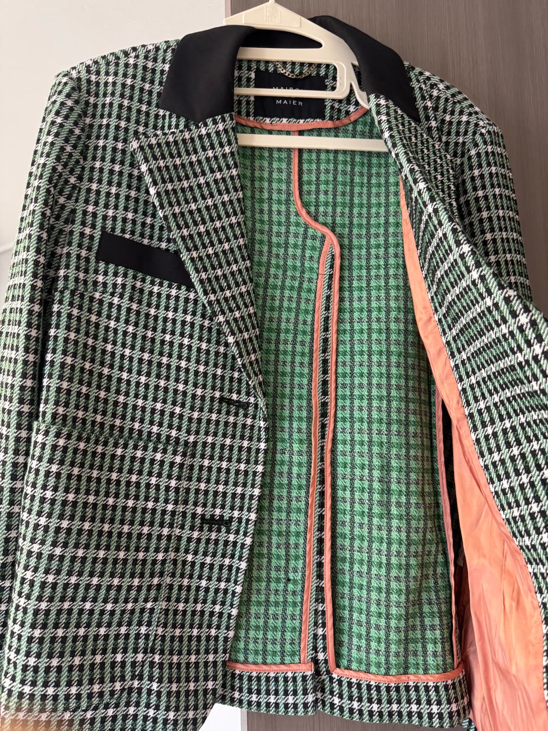 메종 드 메이어(MAISON DE MAYER) 그린 체크 배색 자켓 M사 상품이미지2