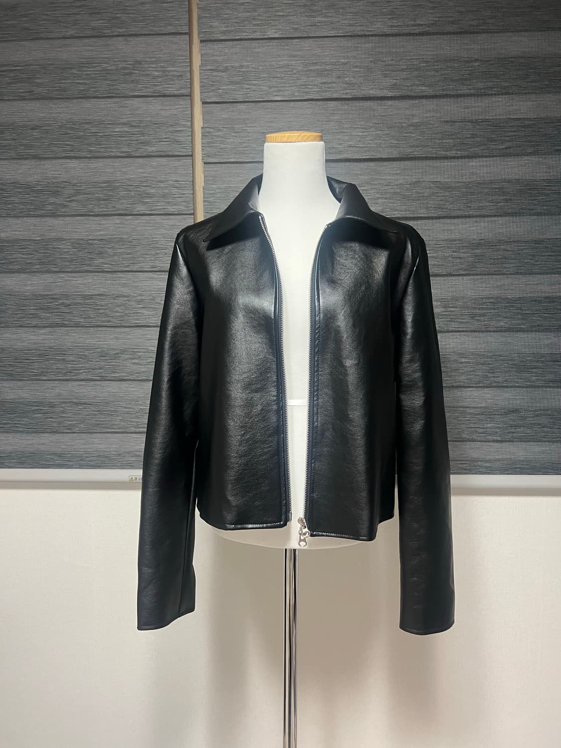블랙 레더 집업 자켓(새것) 상품이미지1
