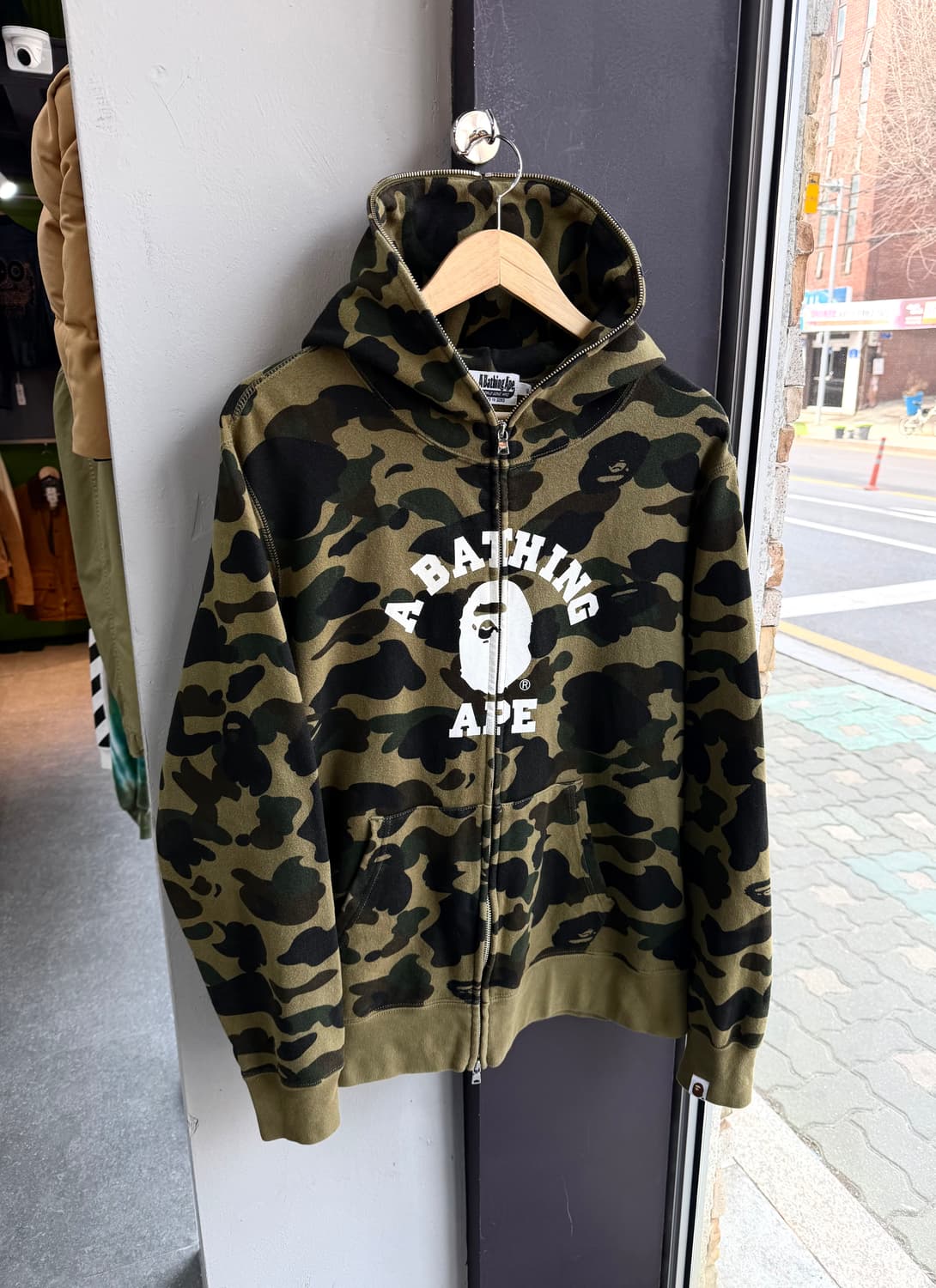 XL/ 베이프 컬리지 녹계 카모 후드집업 상품이미지3