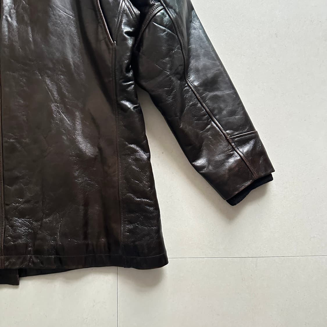 90s 폴로 진스 랄프로렌 레더 가죽 피코트 (M) 상품이미지8