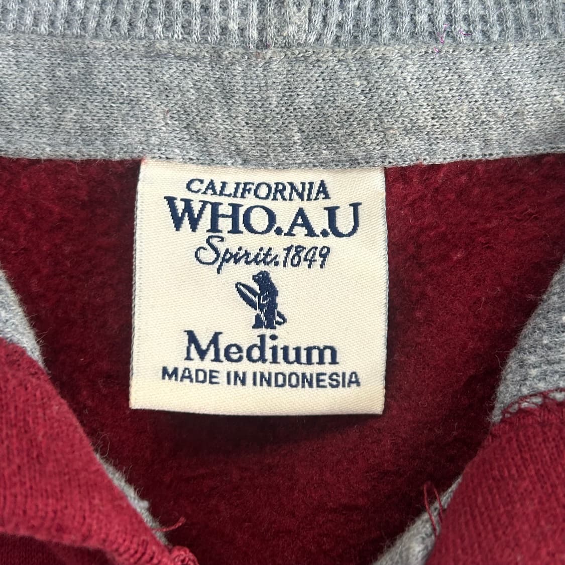 Who A U 후아유 스펠아웃로고 버건디 후드집업 상품이미지5