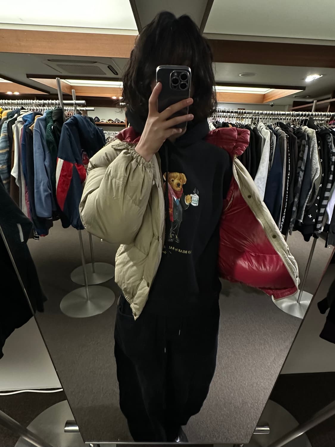 M)Wrangler Down 빈티지 핑크/베이지 배색 패딩 자켓 상품이미지2