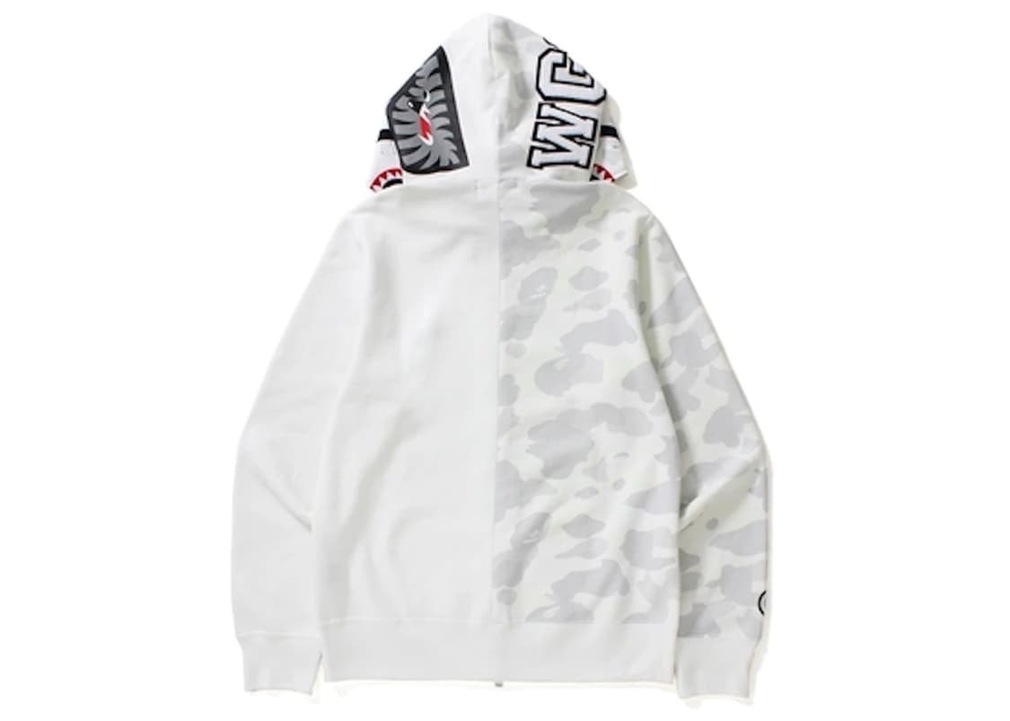 베이프 시티 카모 하프 샤크 풀 후드집업 화이트 상품이미지3