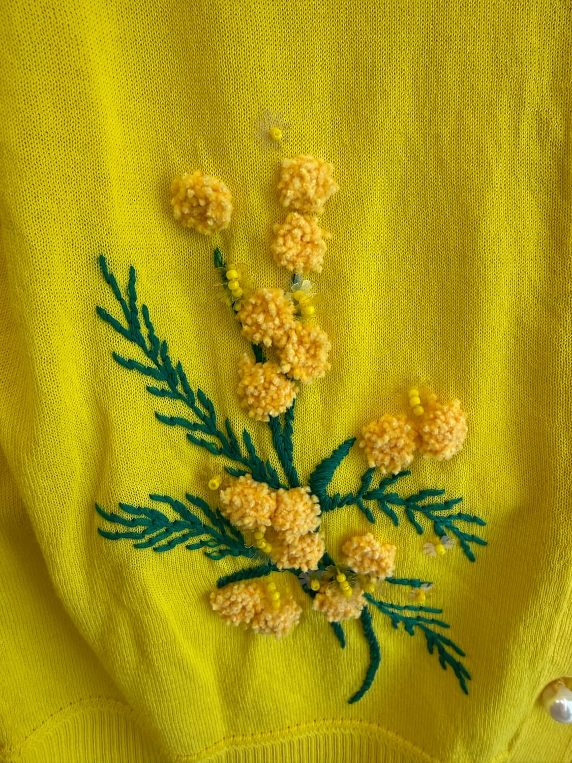 MUVEIL 미모사 자수 노란색 가디건(55사이즈) 상품이미지3