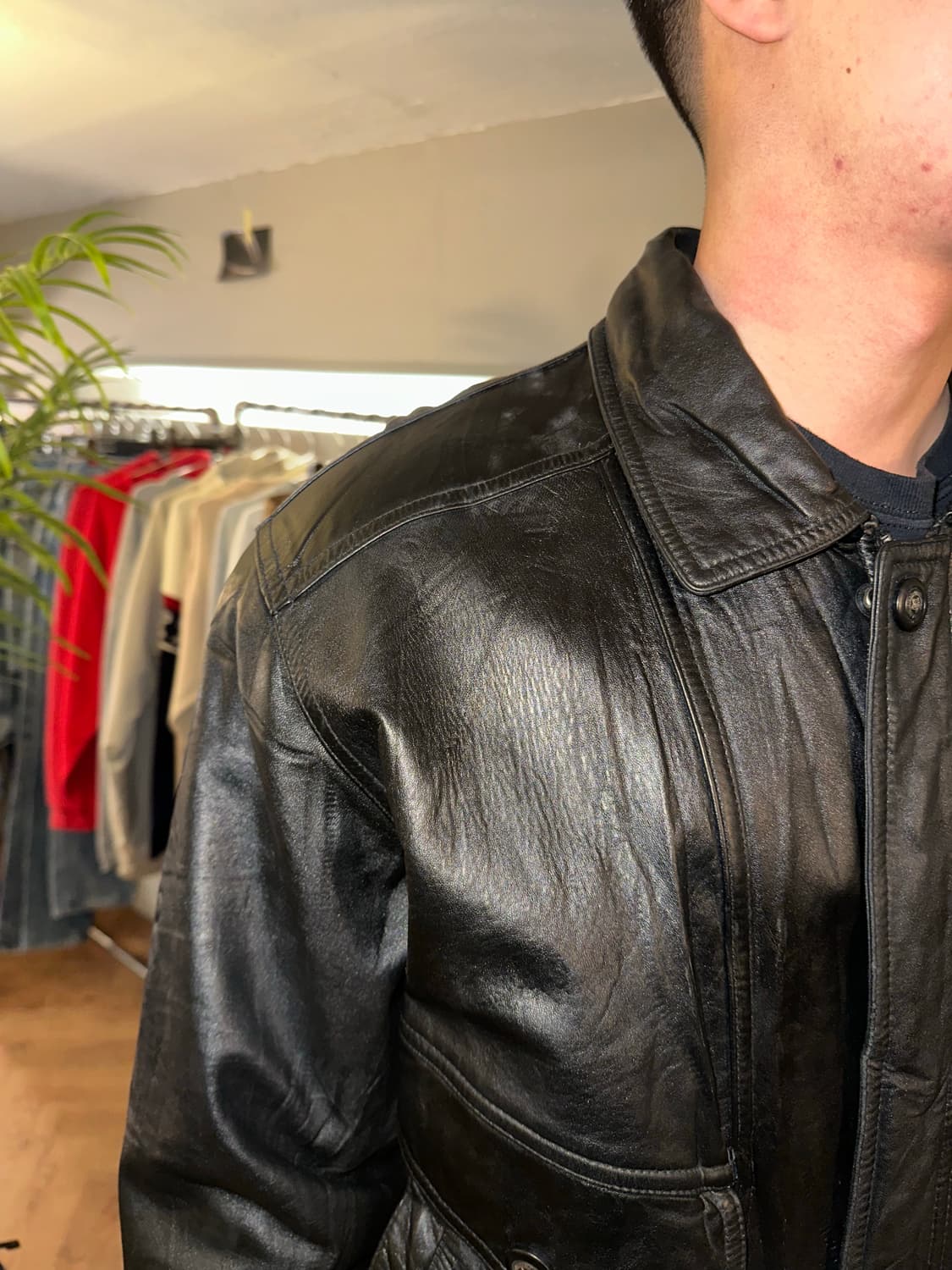 90’s Japanese genuine leather jacket 상품이미지4