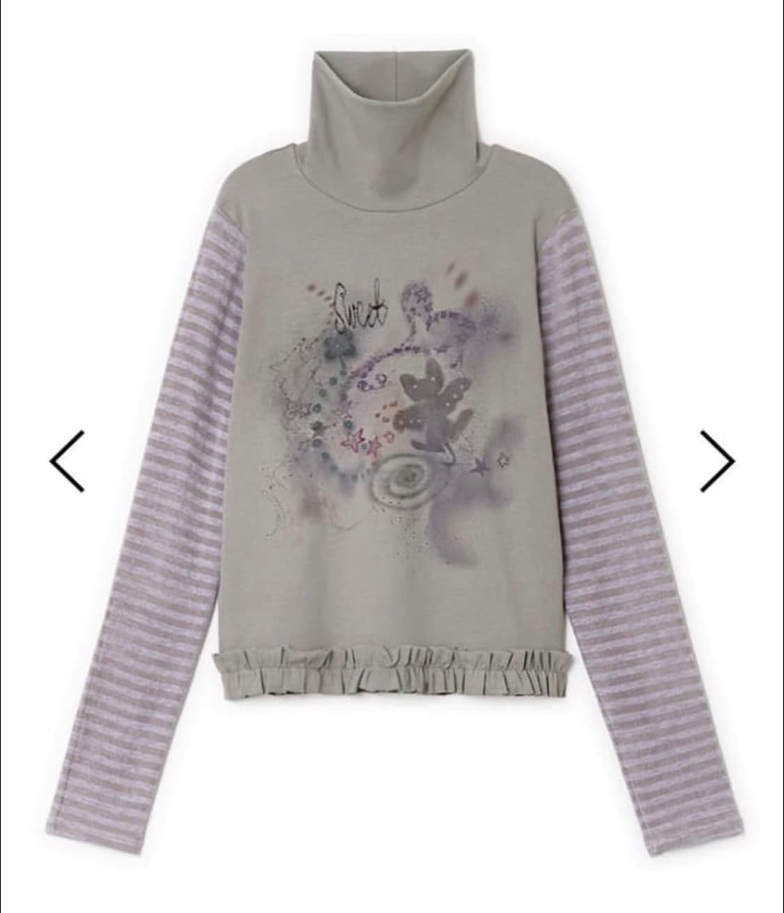 허그유어스킨 드로잉 프릴 폴라탑 그레이퍼플 상품이미지1