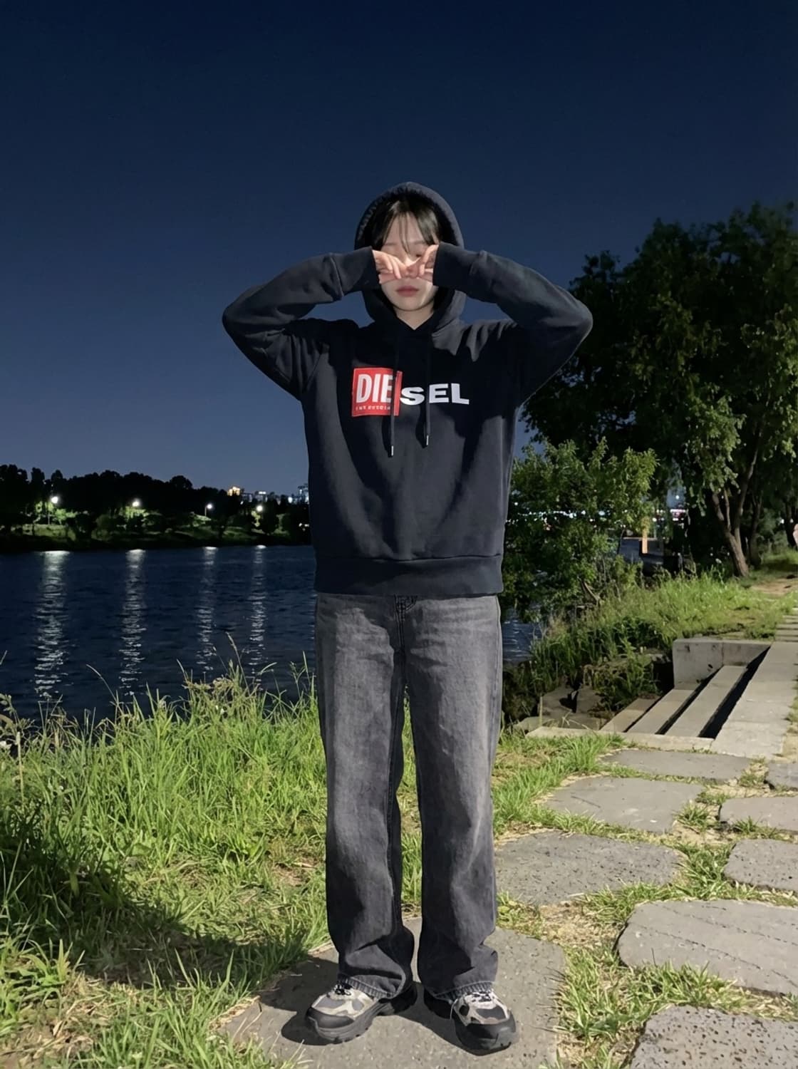 디젤 로고 프린트 후디 스웻셔츠 상품이미지1