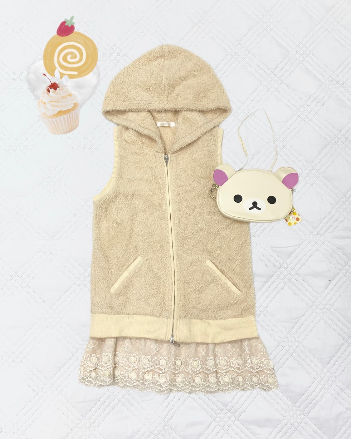 ꒰ঌ 코리락쿠마 폭닥 후드 조끼 ໒꒱ 상품이미지1