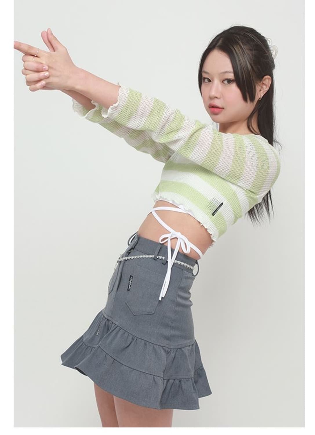 어글리쉐도우 레트로 스커트 그레이 (S) y2k 긱시크 갸루 빈티지 치마 상품이미지3