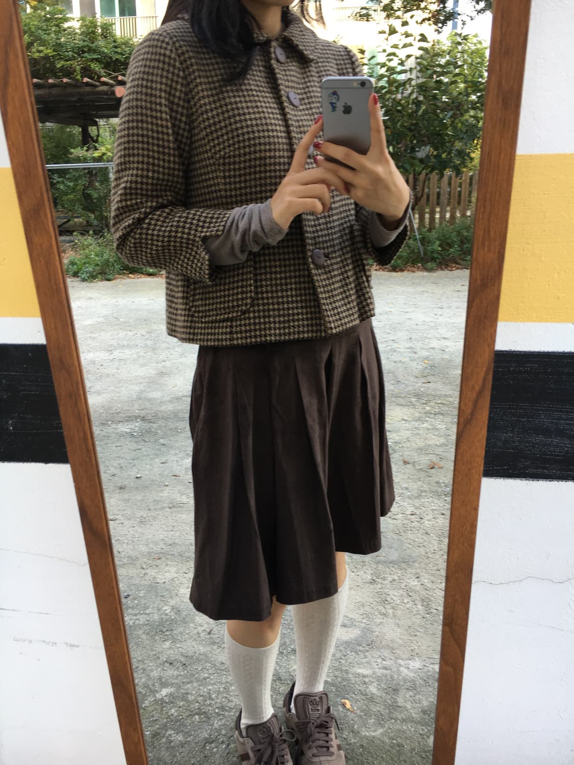 브라운 체크 숏 자켓  상품이미지4