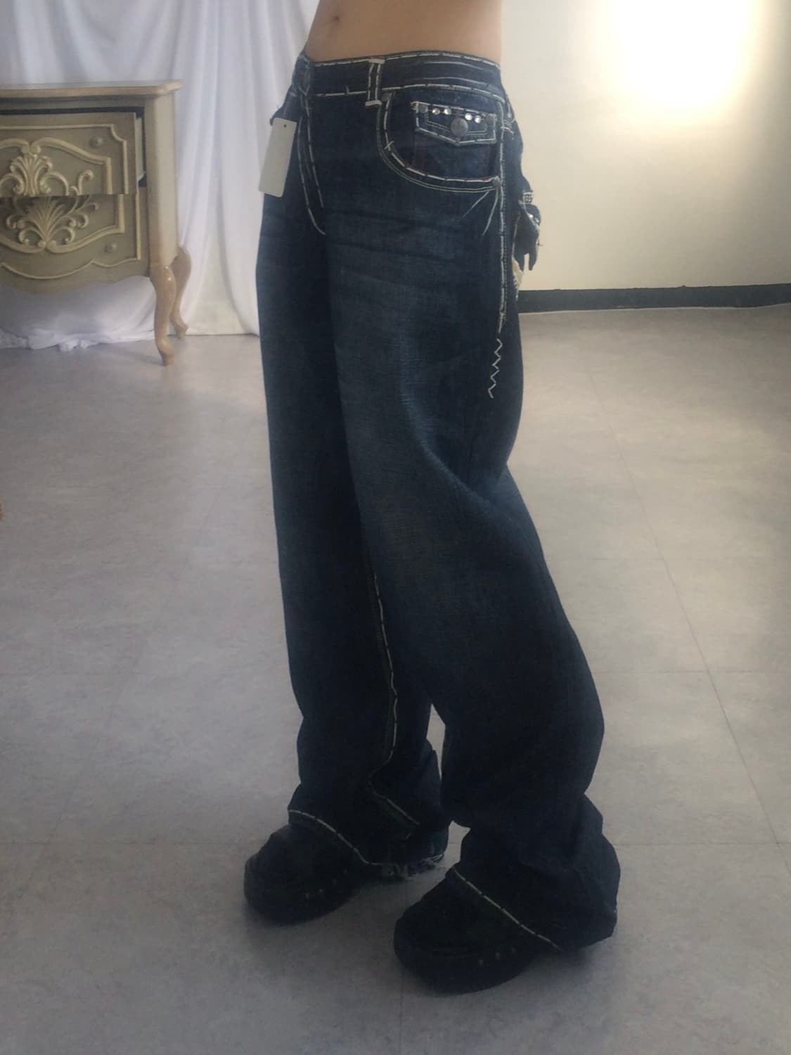 Back pocket point denim pants 상품이미지10