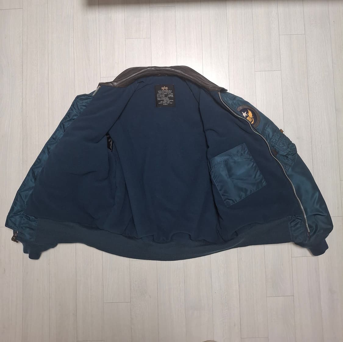 알파인더스트리 cwu-45p 레더카라 자켓 상품이미지3