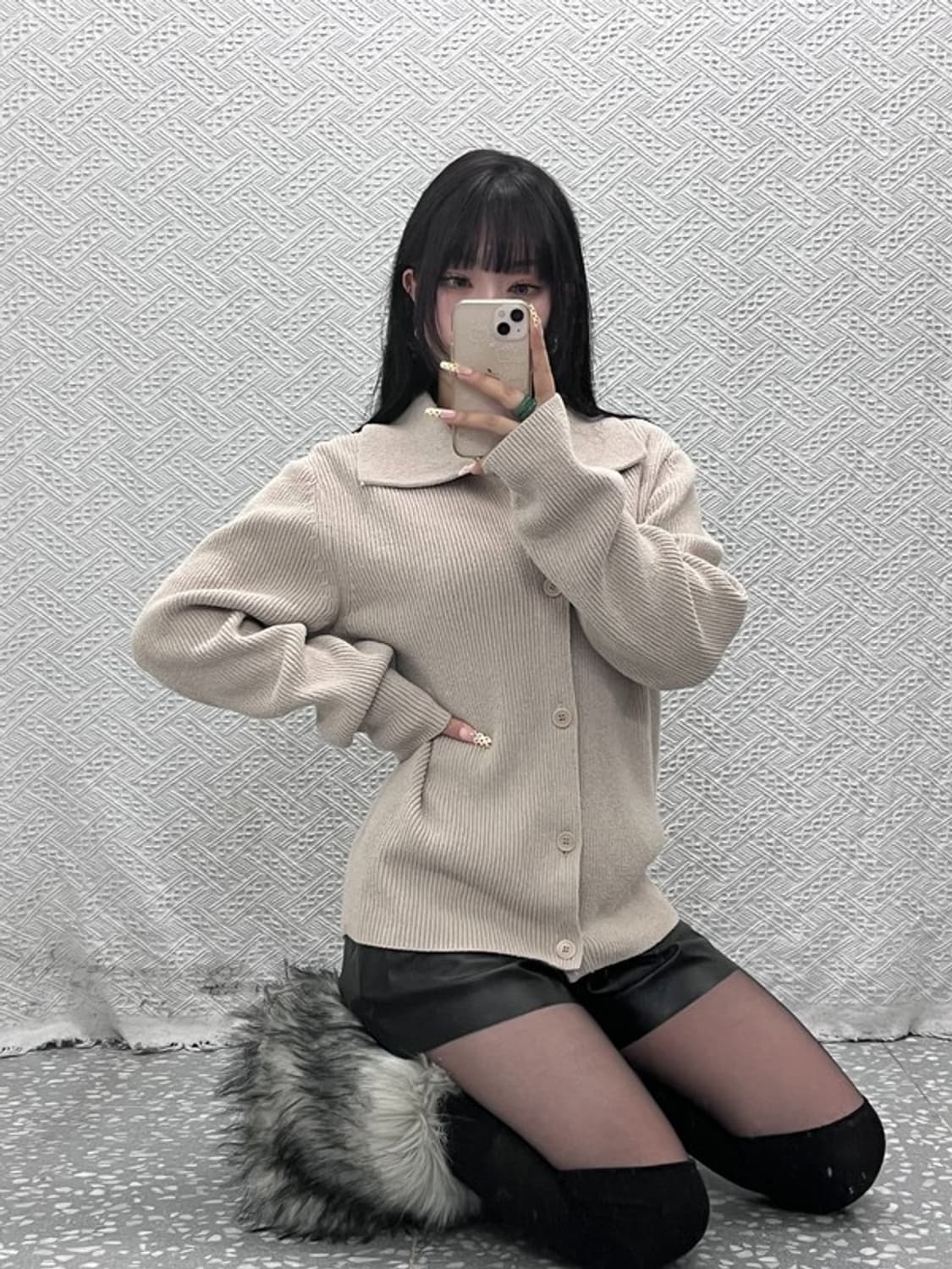 COS 코스 여리 캐주얼 부클레 니트 버튼 가디건 M C09616 상품이미지1