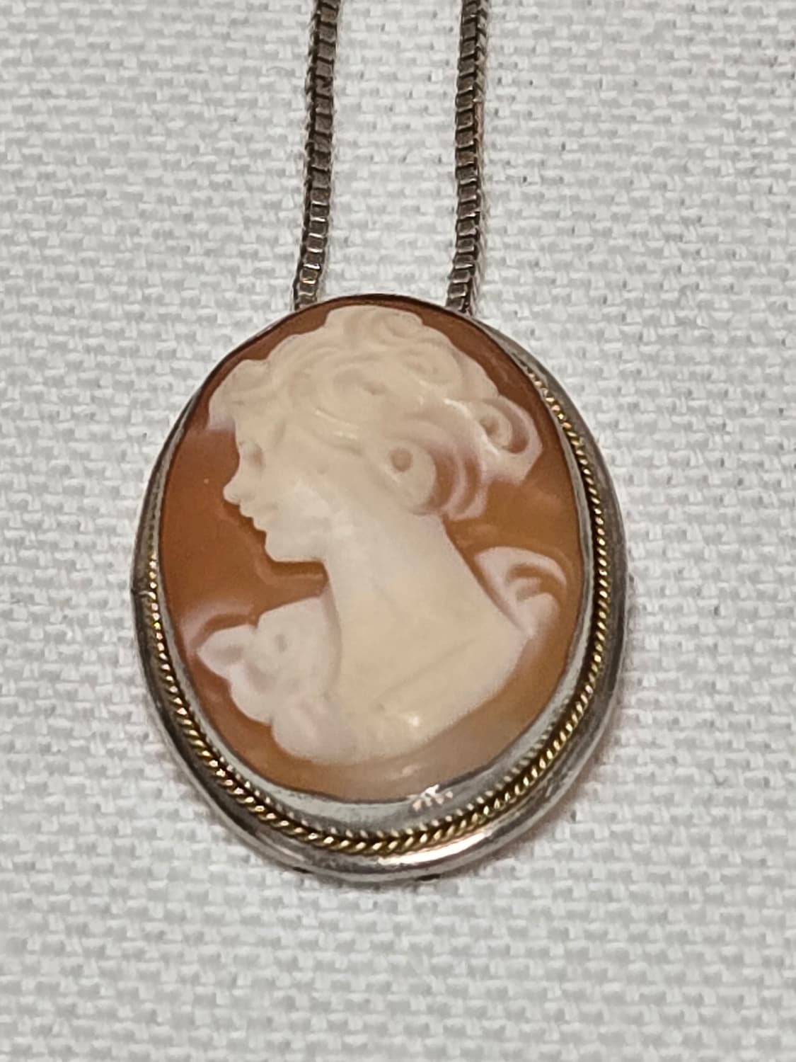 Vintage Shell Cameo Pendant Necklace 925 상품이미지2