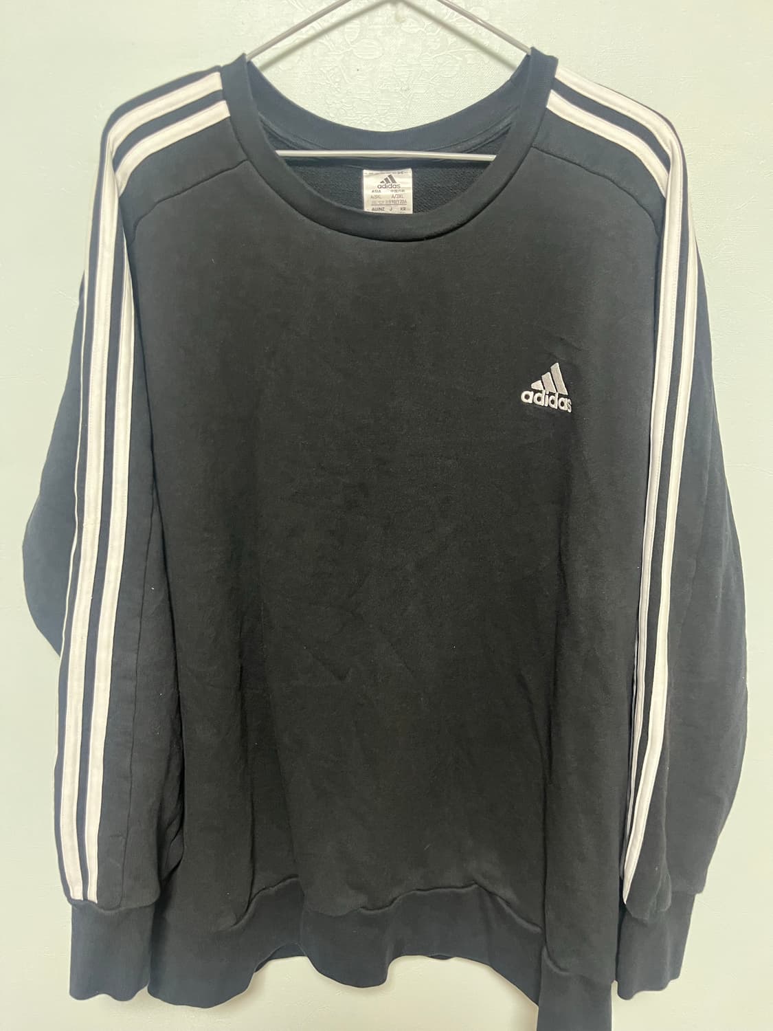 아디다스 삼선 블랙 맨투맨 티셔츠 상품이미지1